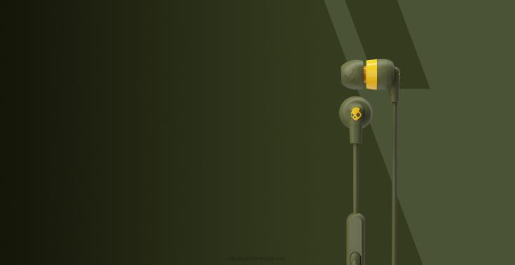 de originale essensielle ink'd+ørepluggene med mikrofonSkullcandy 8B2NF33 forhøyet oliven