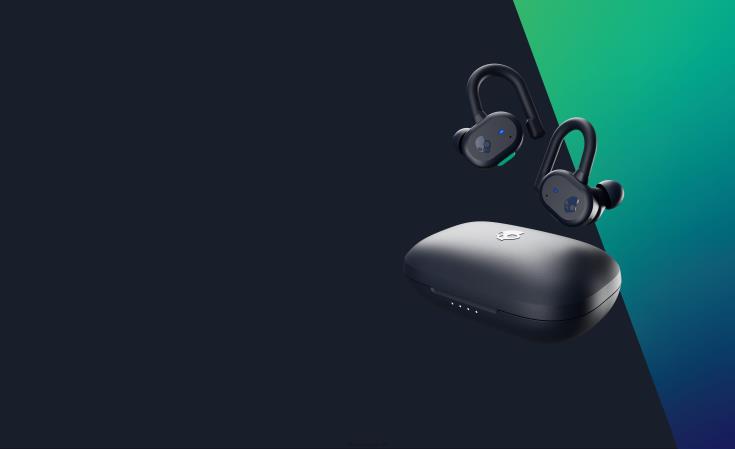 oppgraderbare tech sikker passform push aktive ekte trådløse ørepropperSkullcandy 8B2NF13 mørkeblå/grønn