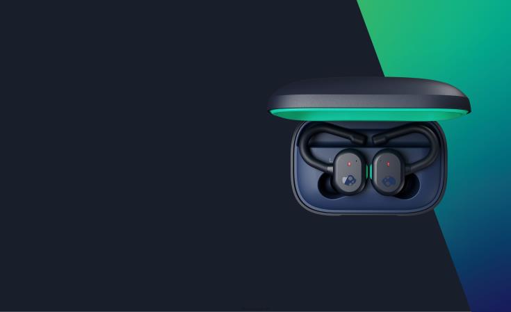 oppgraderbare tech sikker passform push aktive ekte trådløse ørepropperSkullcandy 8B2NF13 mørkeblå/grønn