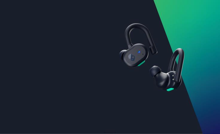 oppgraderbare tech sikker passform push aktive ekte trådløse ørepropperSkullcandy 8B2NF13 mørkeblå/grønn