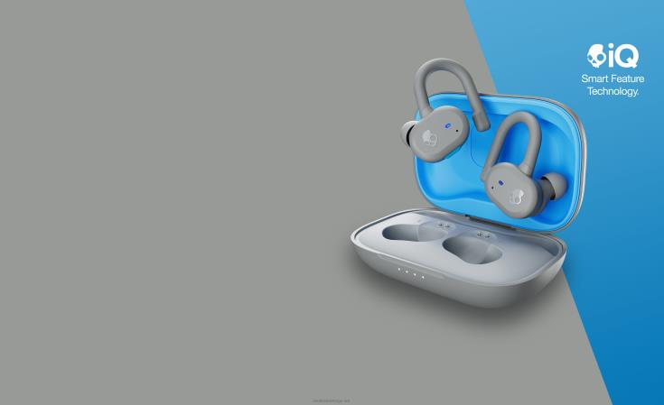 oppgraderbare tech sikker passform push aktive ekte trådløse ørepropperSkullcandy 8B2NF14 lys grå/blå